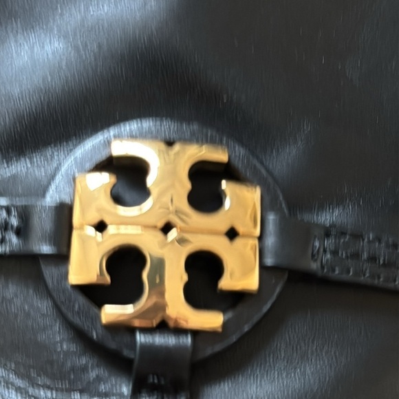 Tory Burch Miller black leather boots gold tone logo zipper booties Sz 10 1/2 - Picture 11 of 13